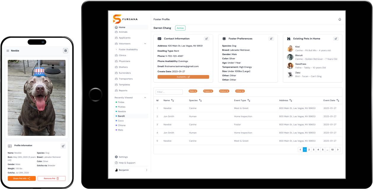 Fursana app on mobile and desktop devices